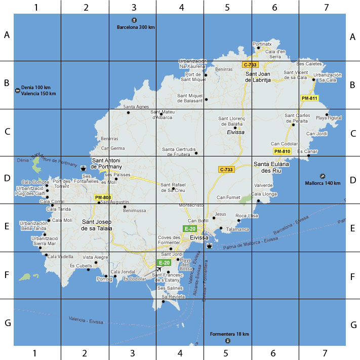 ibiza karte - ibiza map - ibiza mapa